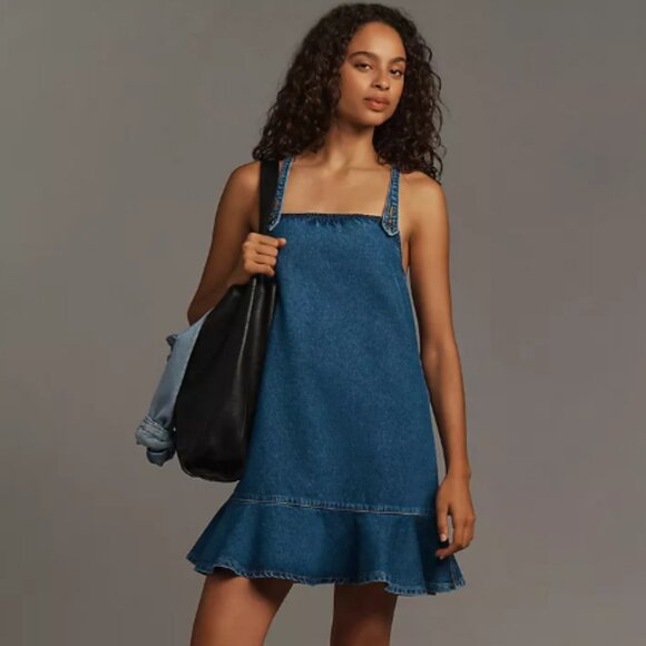 Brand New Pilcro Square-Neck Denim Mini Dress - Picture 7 of 13